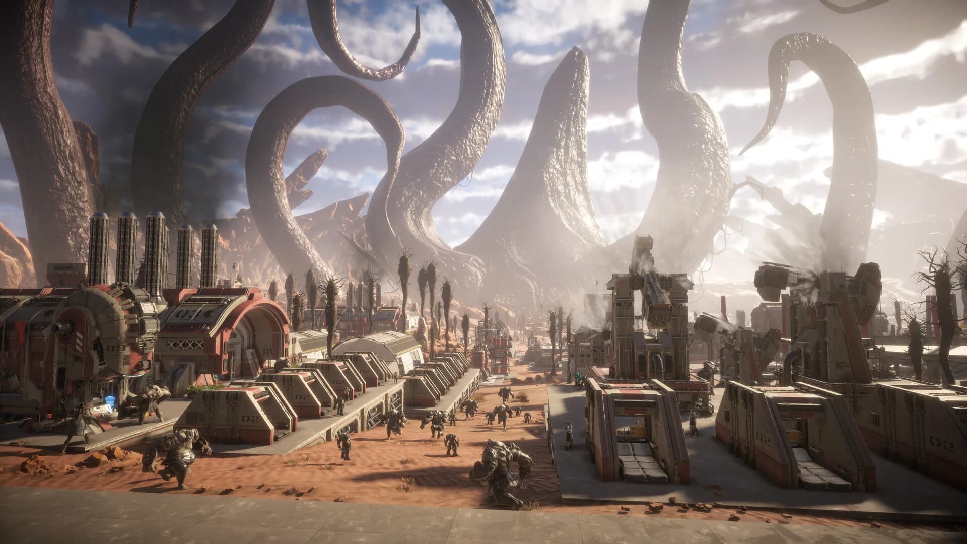 Pax Autocratica colony with citizens, production buildings and monumental structures