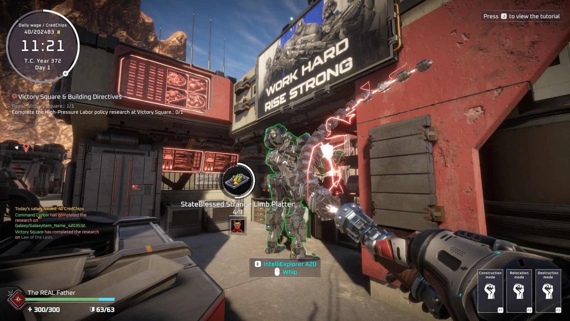 Pax Autocratica first-person battle with allied soldiers advancing through an industrial arena
